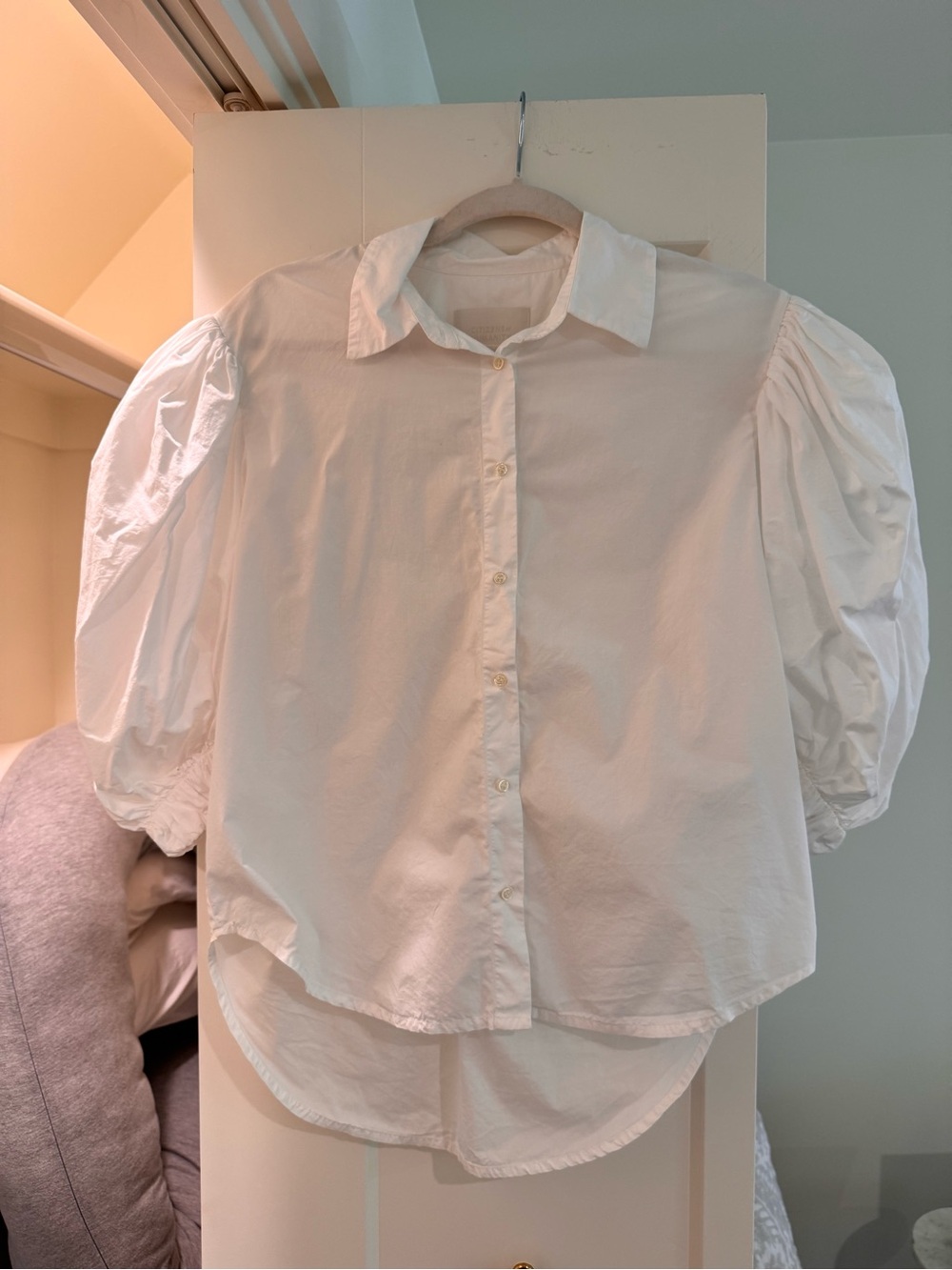 Citizens of Humanity Women's White Puff-Sleeve Button-Up Shirt